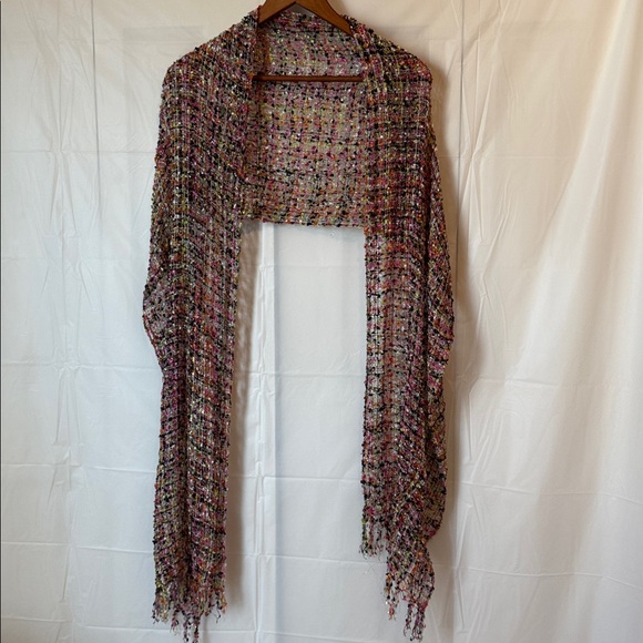 Pink Brown Green Fancy Ribbon Scarf Confetti Classic Accessory Multi colored - Picture 10 of 16